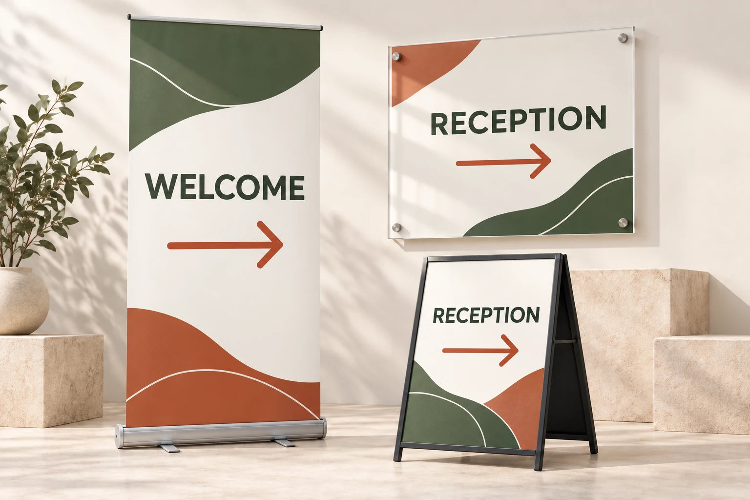 Coordinated signage and display formats