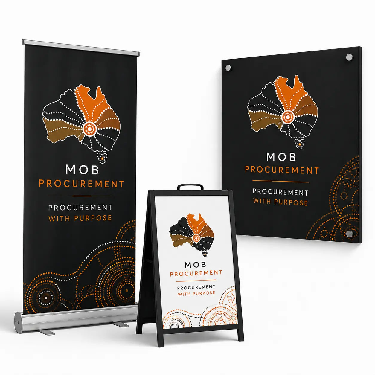 MOB Procurement branded signage and display solutions