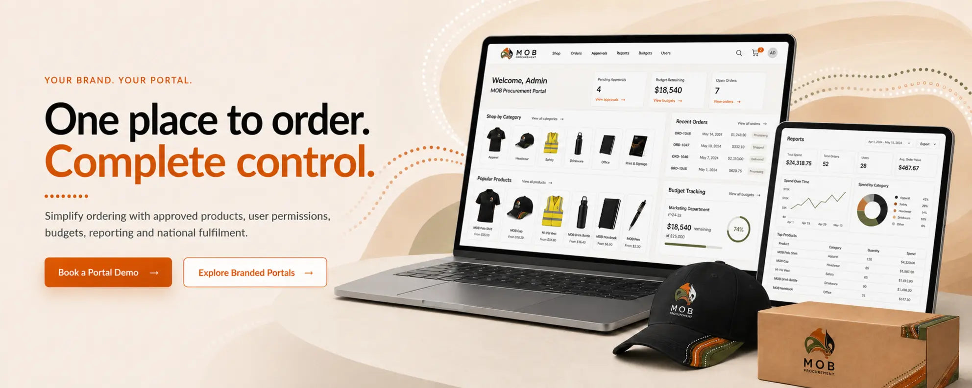 One place to order with complete control through a MOB branded procurement portal
