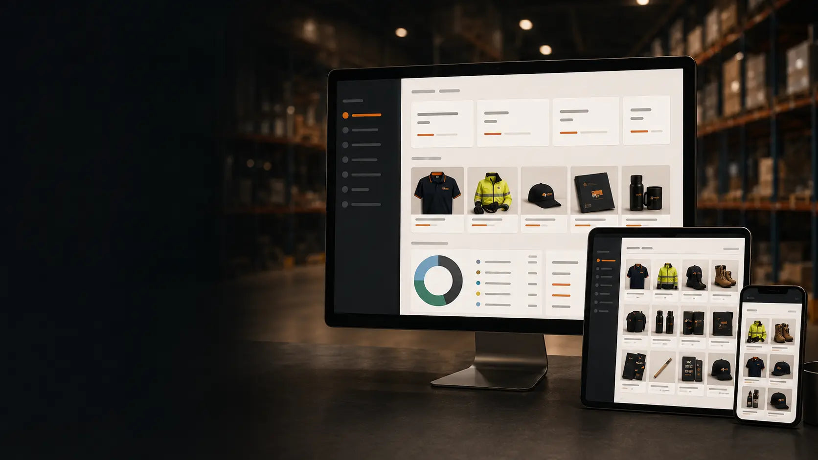 MOB Procurement branded ordering portal displayed on a laptop